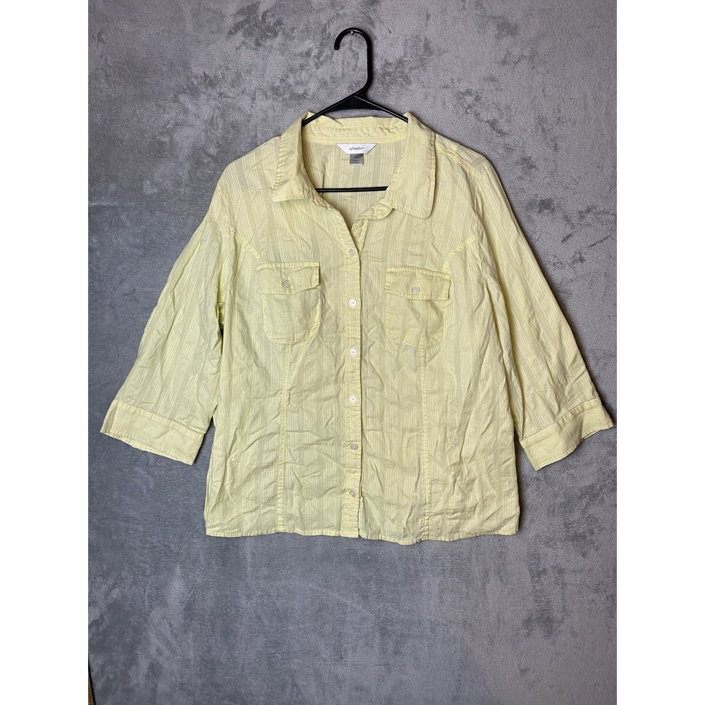 CJ Banks Women's 1X Yellow Button-Up Shirt